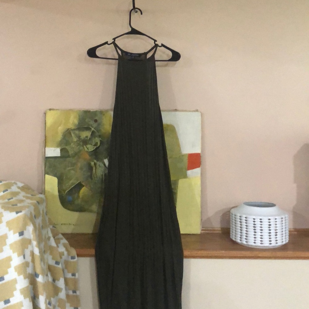 Green ribbed midi dress